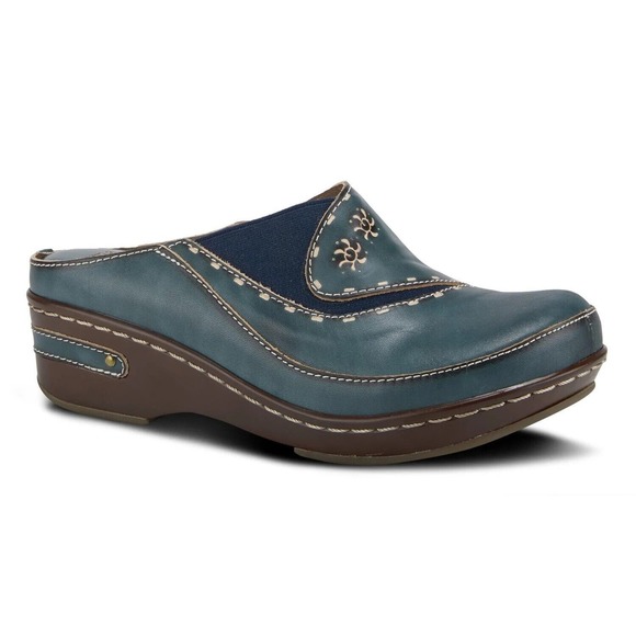 L'Artiste by Spring Step Womens Chino Leather Clog -- Blue NEW - Picture 1 of 6